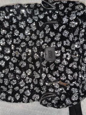 Victoria Secret Sequin Leopard Backpack - Black & Silver